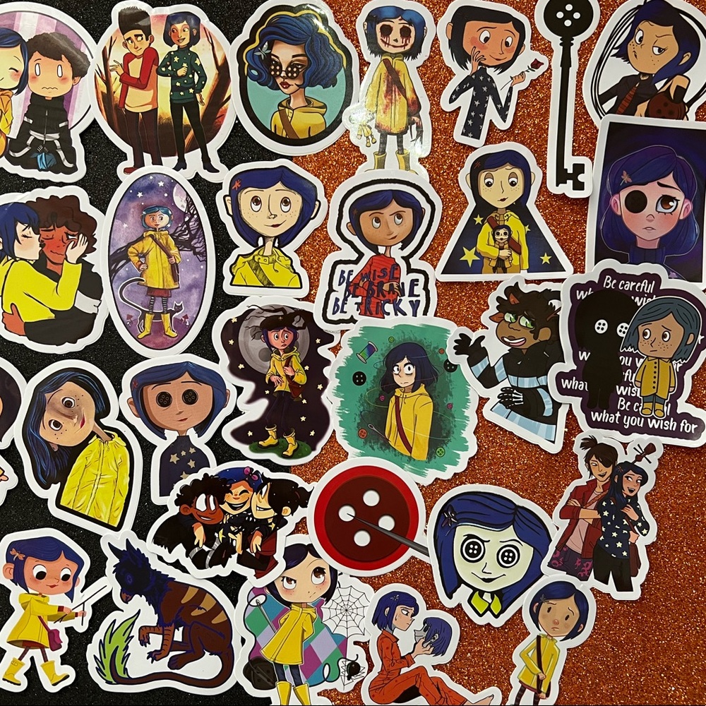 ❤️ 5/$18 Set of 35pcs coraline mix waterproof stickers - Picture 2 of 2